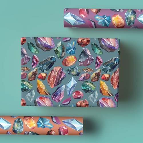 Gems  Crystal Jewel Tone  Wrapping Paper Sheets