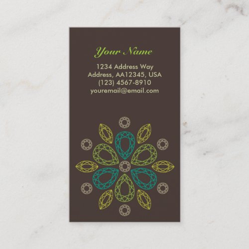 Gems Flower Profile Card - Green (Vertical) Business Card Template