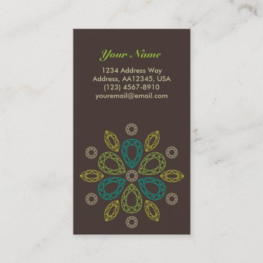 Customizable Gems Flower Profile Card - Green (Vertical) Business Card Template