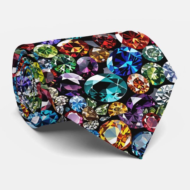 Gems Jewels and Gemstones Neck Tie (Rolled)
