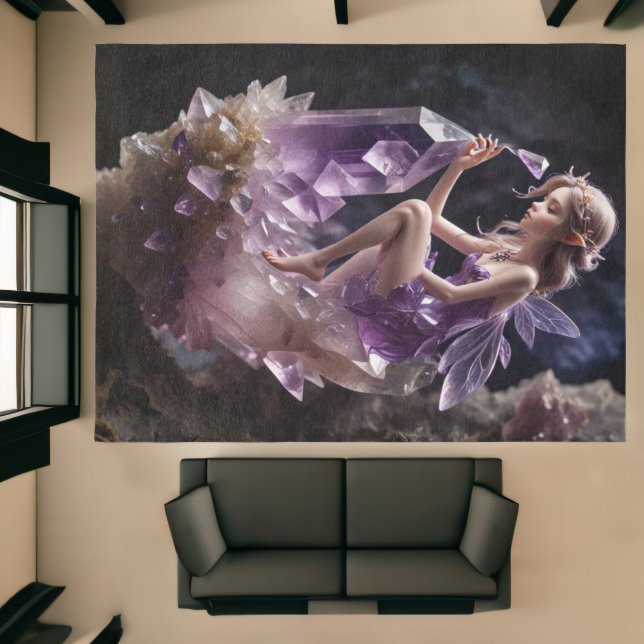 Gemstone Amethyst Fantasy Fairy Curtains Rug (Insitu (Indoor 1))