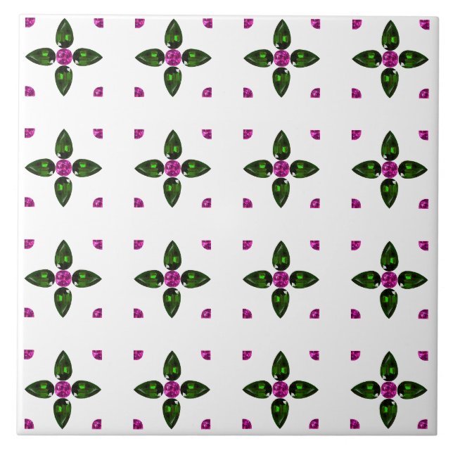 Gemstone Art, Purple Green Ceramic Tile (Front)