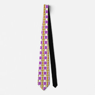 Gemstone Art Purple Orange Neck Tie