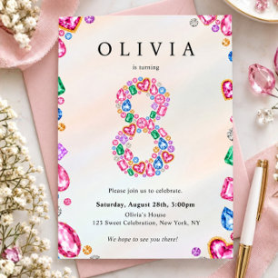 Gemstone Birthday Invitation, Colorful Jewel Party Invitation