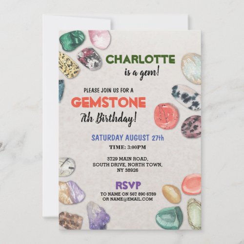 Gemstone Birthday Party Rocks Gems Crystals Invite