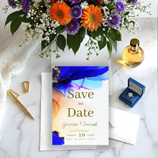 Gemstone Blue & Orange  Save The Date