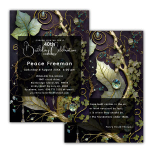 Gemstone Botanical, Elegant,Plum,Sage Invitation