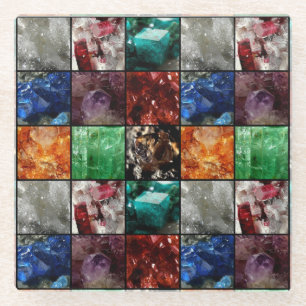 Gemstone Collage Glass Coaster