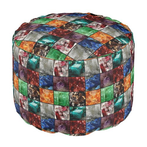 Gemstone Collage Pouf