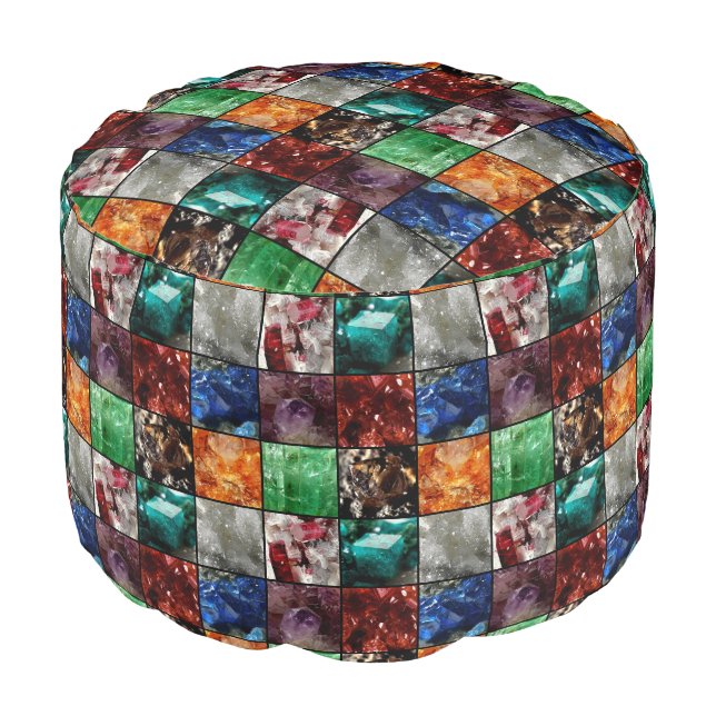Gemstone Collage Pouf (Angled Front)