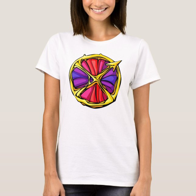 Gemstone Colored Sagittarius Symbol T-Shirt (Front)