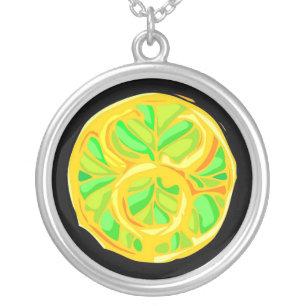 Gemstone Colored Taurus Symbol Silver Plated Necklace