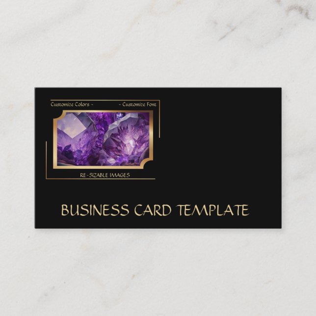 Gemstone Crystal Amethyst Jewelry Business Card (Front)
