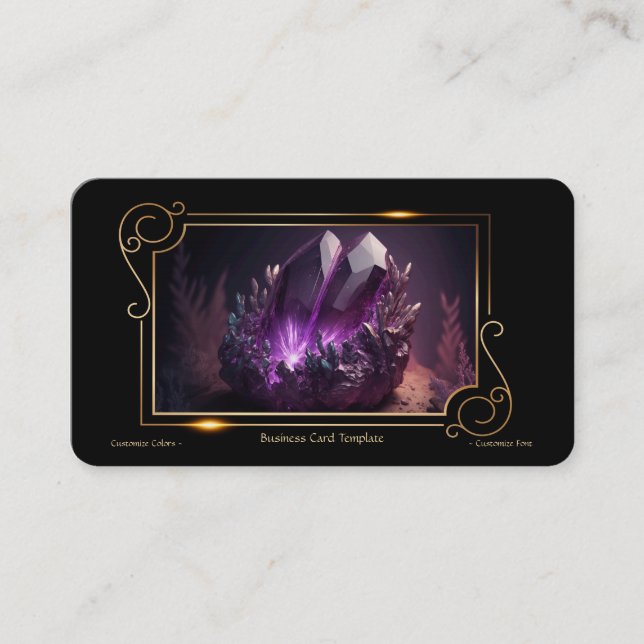 Gemstone Crystal Healing Amethyst  Business Card (Front)