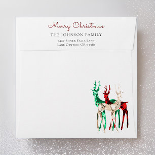 Gemstone Crystal Reindeer Christmas Holiday Envelope