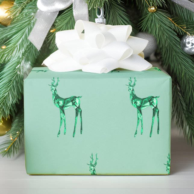 Gemstone Crystal Reindeer Christmas Pattern  Wrapping Paper (Creator Uploaded)