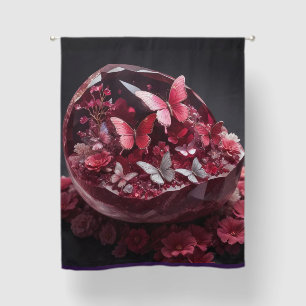 Gemstone Crystal Ruby Garden Butterfly Blackout Curtains