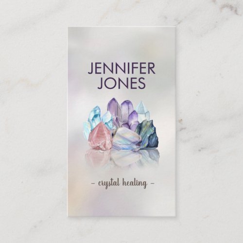 Gemstone Crystals Cluster on mother of pearl  Business Card