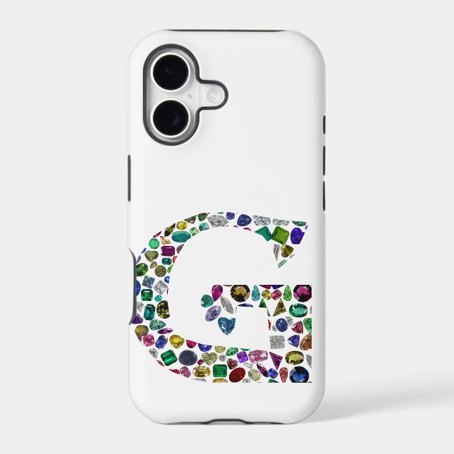 Gemstone Diamond Initial G Monogram Art Case-Mate iPhone Case (Back)