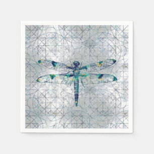 Gemstone Dragonfly on sacred geometry pattern Napkins