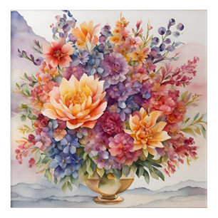 Gemstone Elegance Vibrant Watercolor Floral Master Acrylic Print