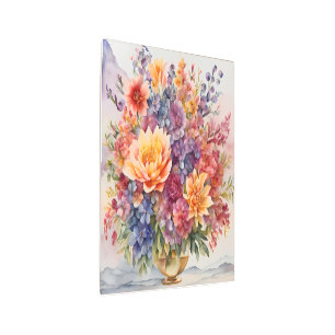 Gemstone Elegance Vibrant Watercolor Floral Master Metal Print