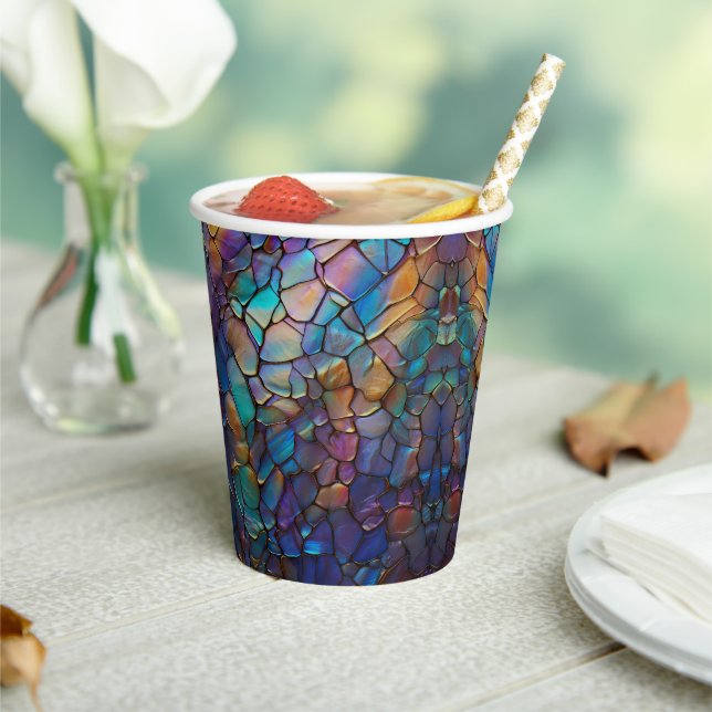 Gemstone Elements Opal Colorful  Mix Pattern Paper Cups (Insitu)
