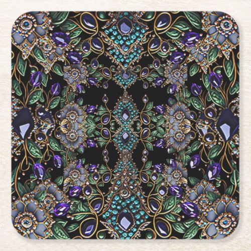 Gemstone Floral Paper Coaster