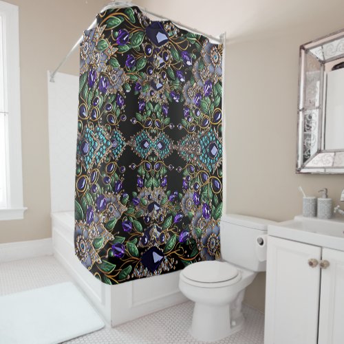 Gemstone Floral Shower Curtain