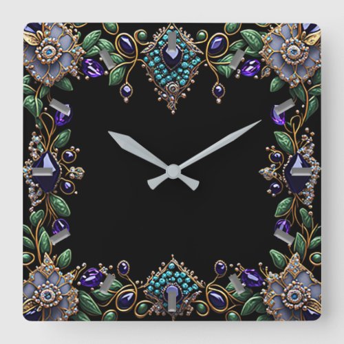 Gemstone Floral Wall Clock