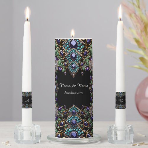 Gemstone Floral Wedding Unity Candle Set