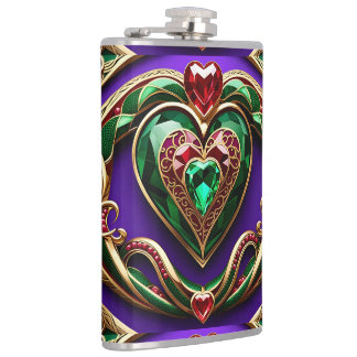 Gemstone Gold Filigree Heart & Snake Love Venus  Flask