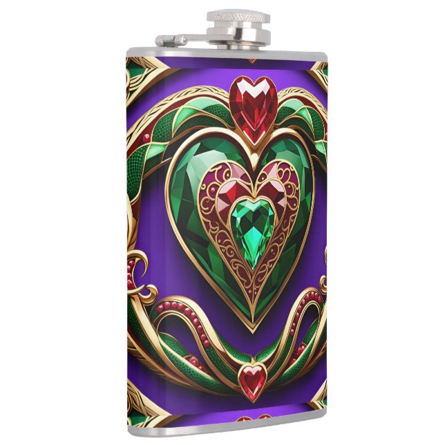 Gemstone Gold Filigree Heart & Snake Love Venus  Flask (Right)