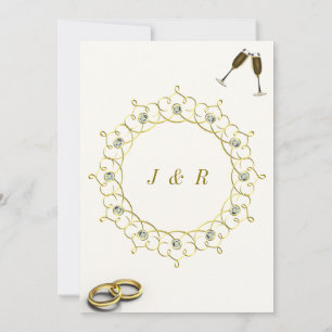 Gemstone Gold Frame Wedding Invitation Template