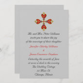 Gemstone Heart Cross Wedding Invitation (Front/Back)