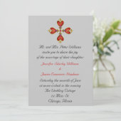 Gemstone Heart Cross Wedding Invitation (Standing Front)