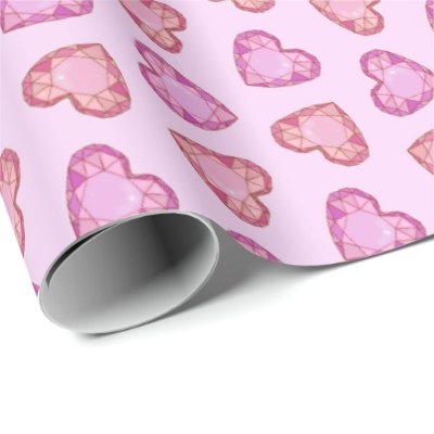 Gemstone Hearts Cute Pink Valentines Day Wrapping Paper