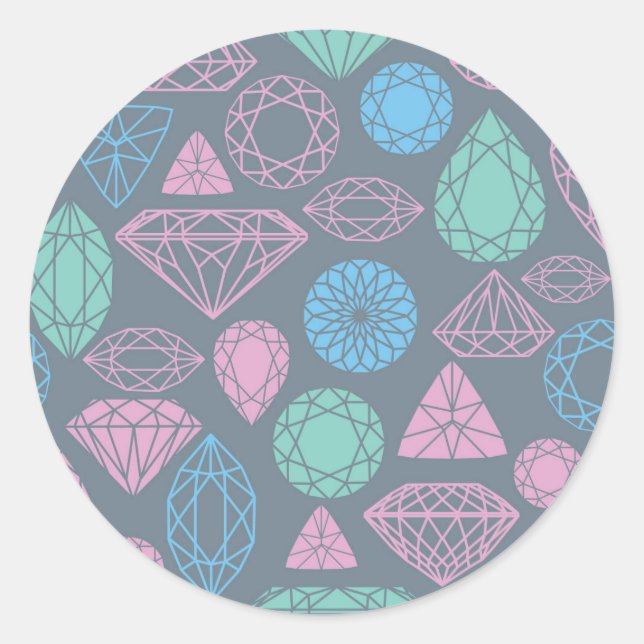 Gemstone Icon Pattern Classic Round Sticker (Front)