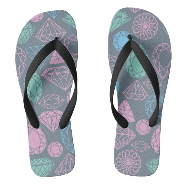 Gemstone Icon Pattern Flip Flops (Footbed)