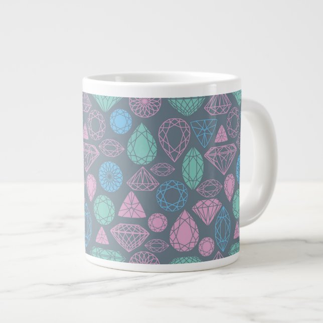 Gemstone Icon Pattern Giant Coffee Mug (Front Right)