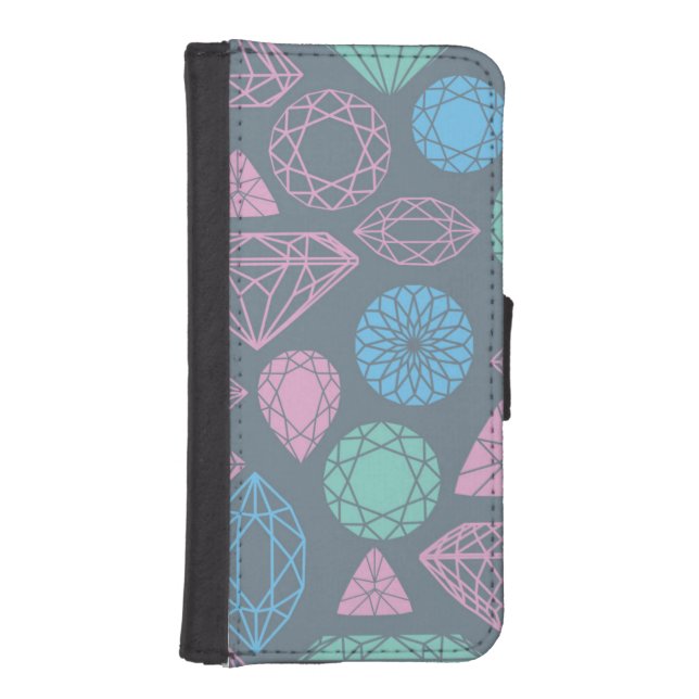 Gemstone Icon Pattern iPhone Wallet Case (Front)