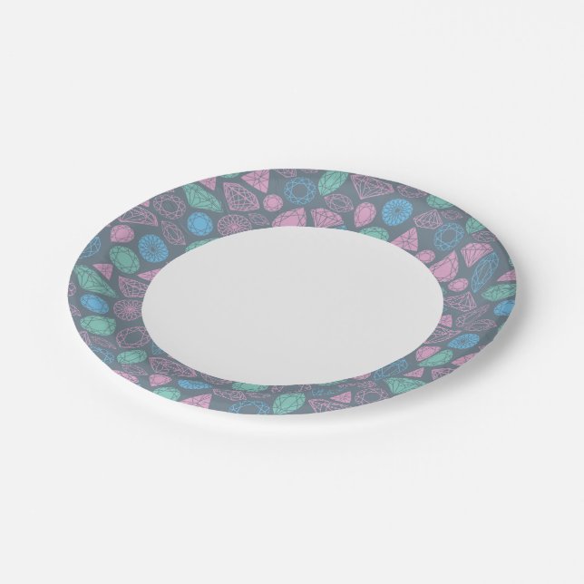 Gemstone Icon Pattern Paper Plates (Angled)