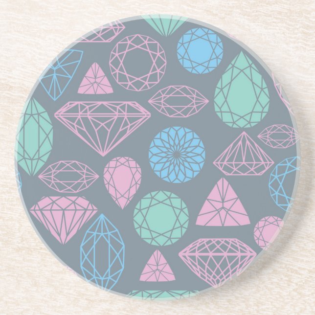 Gemstone Icon Pattern Sandstone Coaster (Front)