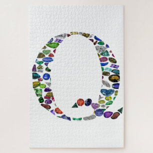 Gemstone Monogram Letter Q Jigsaw Puzzle