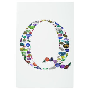 Gemstone Monogram Letter Q Metal Print