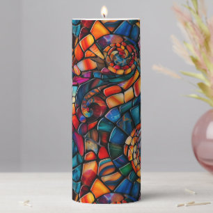 Gemstone Mosaic Pillar Candle