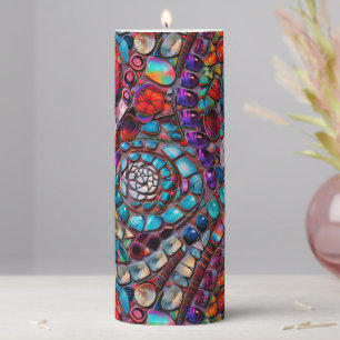 Gemstone Mosaic Pillar Candle