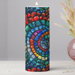 Gemstone Mosaic Pillar Candle
