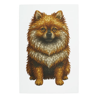 Gemstone Mosaic Pomeranian Metal Print
