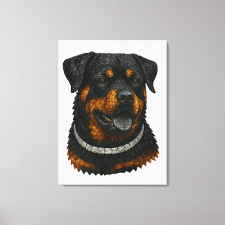 Gemstone Mosaic Rottweiler Portrait Canvas Print